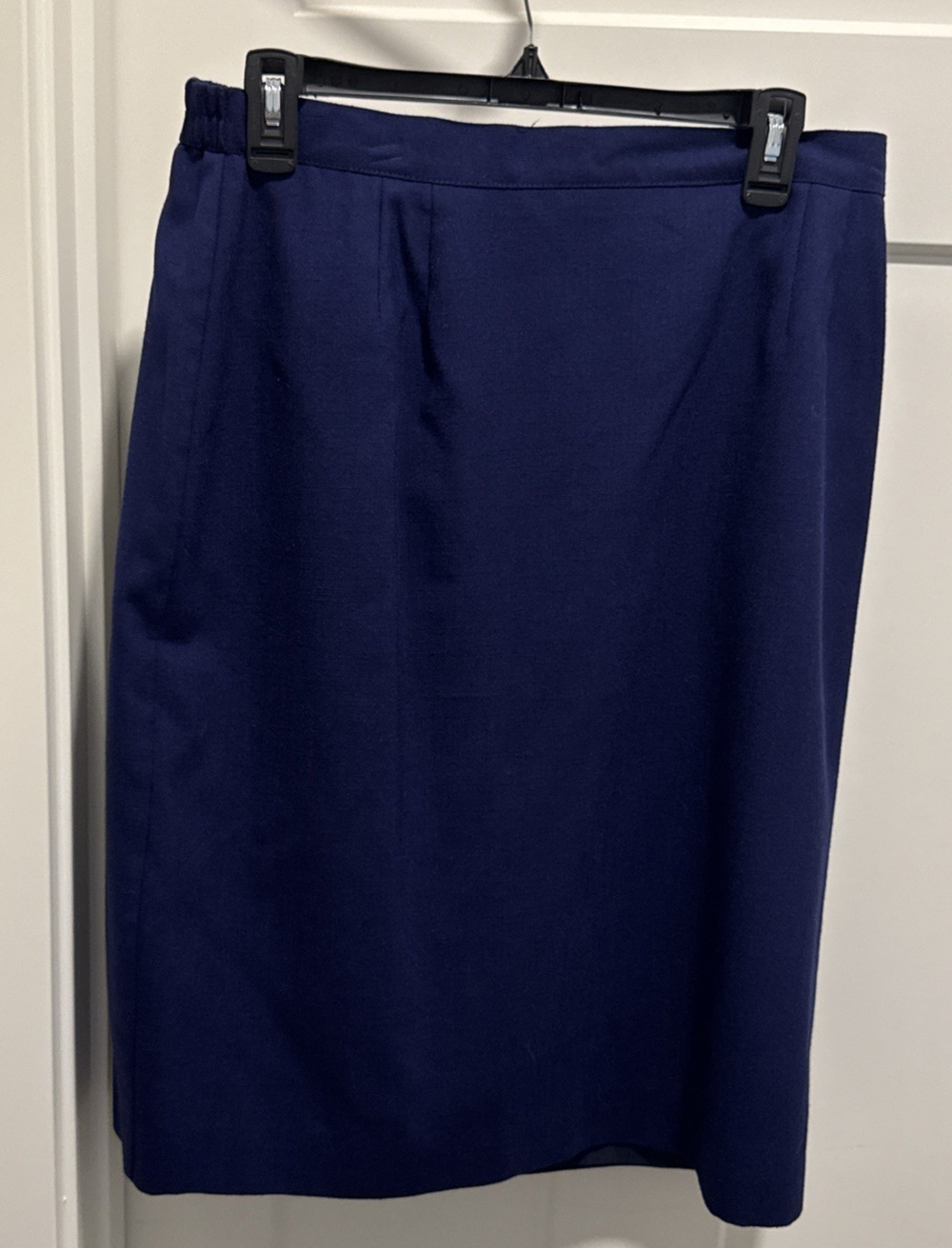 Vintage Worthington Navy Blue Pencil Skirt Size 16 Lined Elastic Waist 90s USA